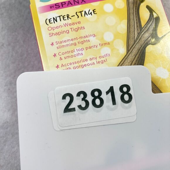 Star Power By Spanx Women‎ Size C Shaping Tights Black Open Weave Diamond Stripe - Picture 7 of 7